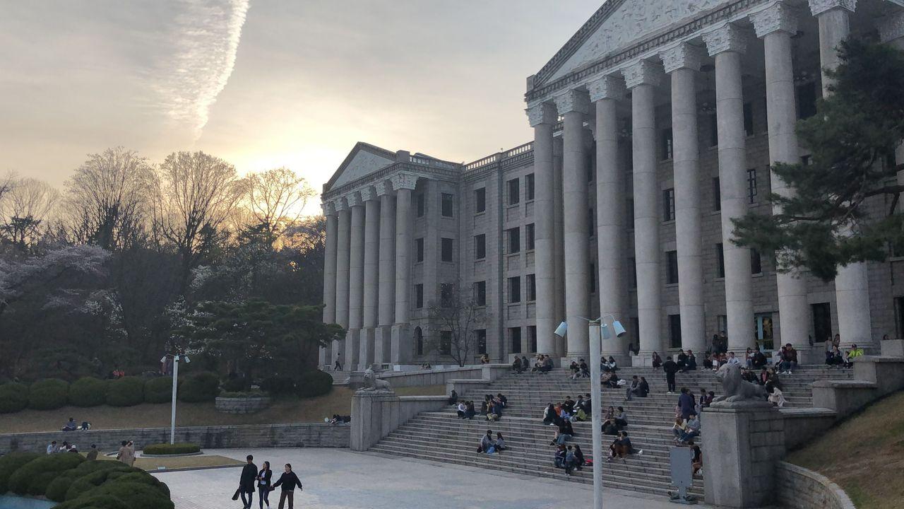 Take a walk on Kyung Hee campus with European architecture and cherry blossoms